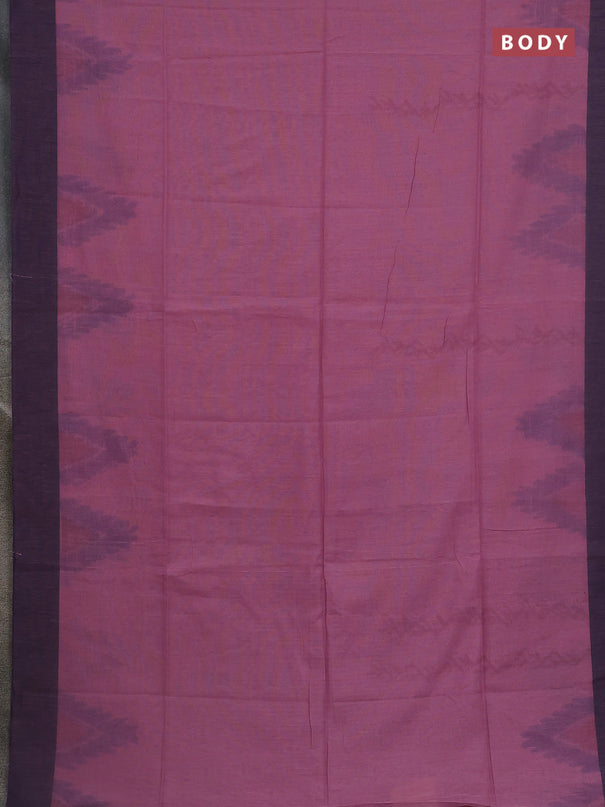 Bengal soft cotton saree mauve pink and navy blue with weaves and simple border