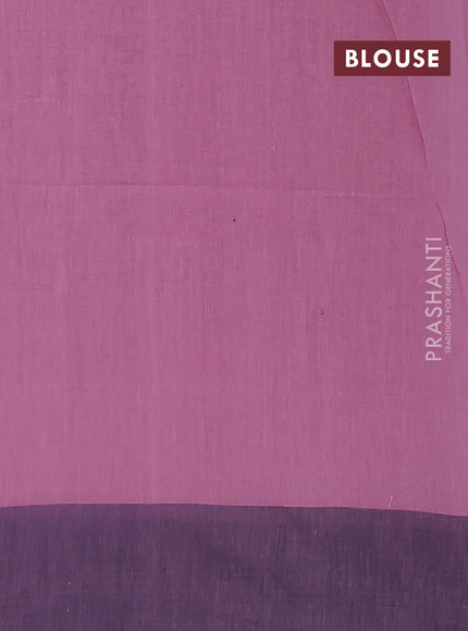 Bengal soft cotton saree mauve pink and navy blue with weaves and simple border