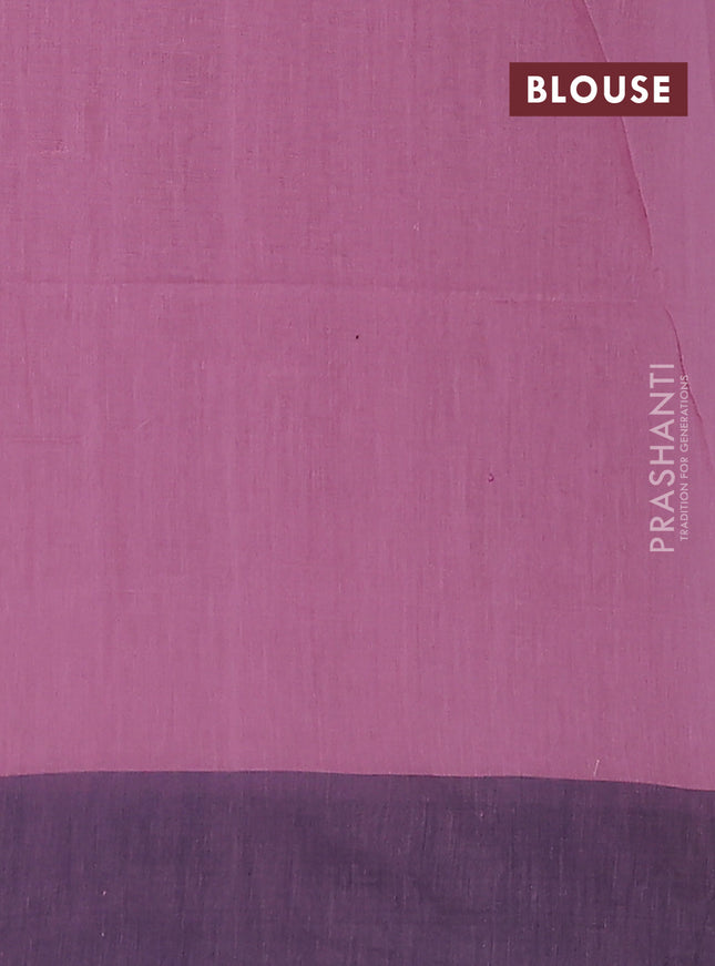 Bengal soft cotton saree mauve pink and navy blue with weaves and simple border
