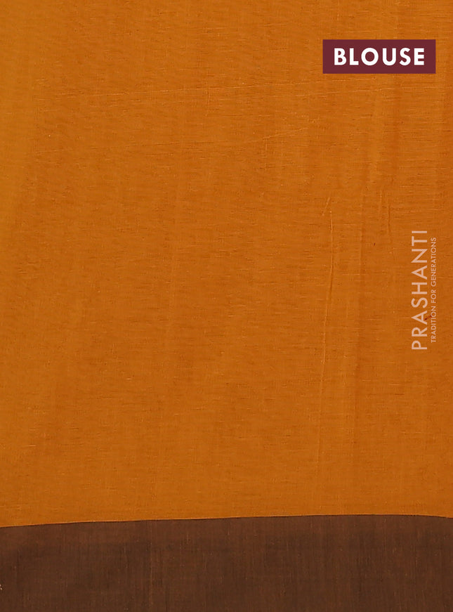 Bengal soft cotton saree dark mustard and black with weaves and simple border