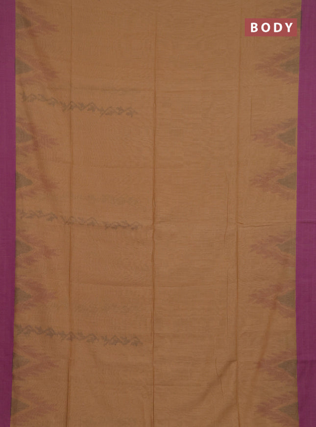 Bengal soft cotton saree purple and sandal with weaves and simple border
