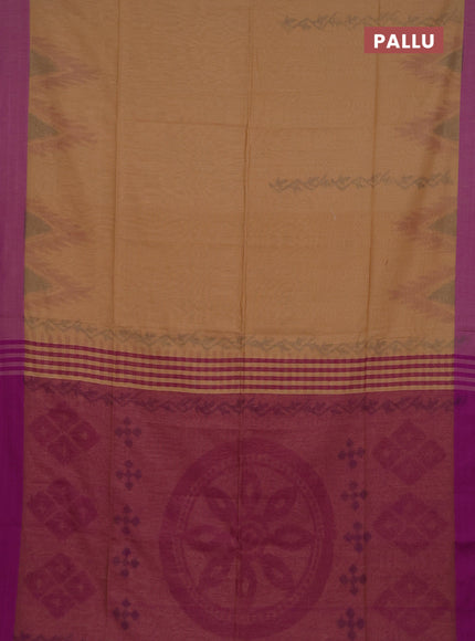 Bengal soft cotton saree purple and sandal with weaves and simple border