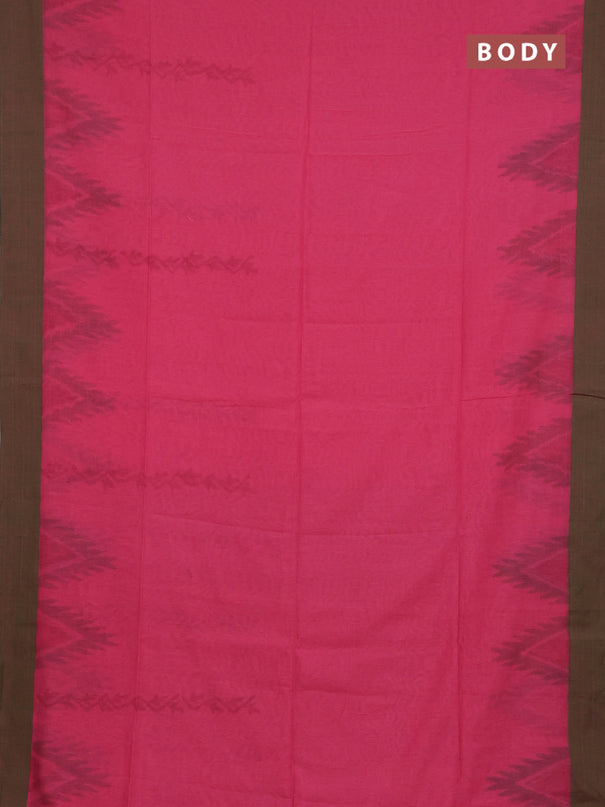 Bengal soft cotton saree pink and green with weaves and simple border
