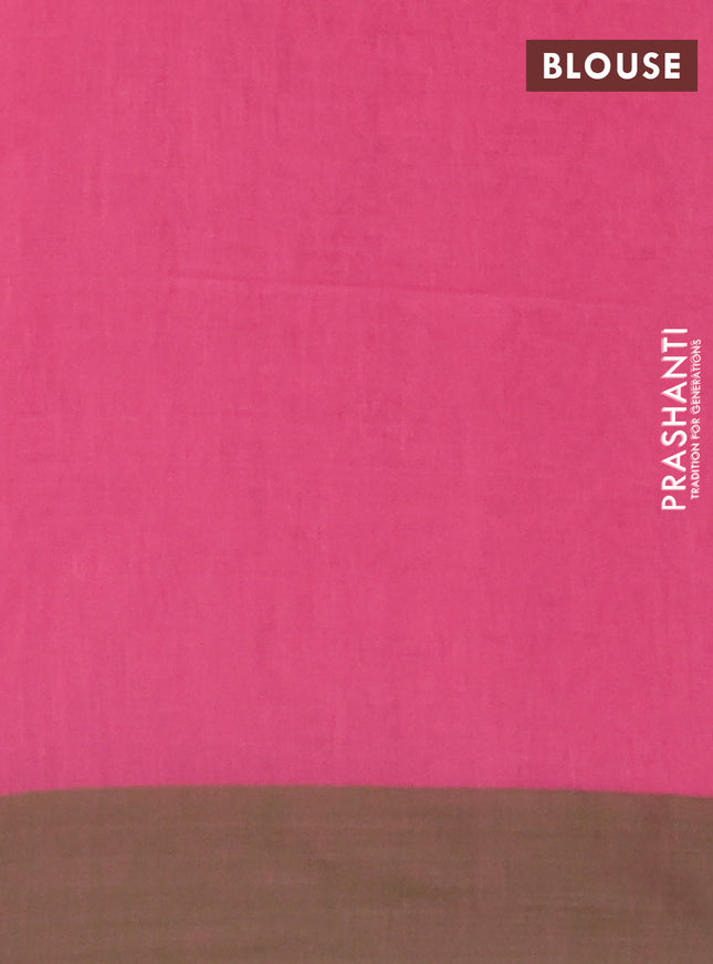 Bengal soft cotton saree pink and green with weaves and simple border