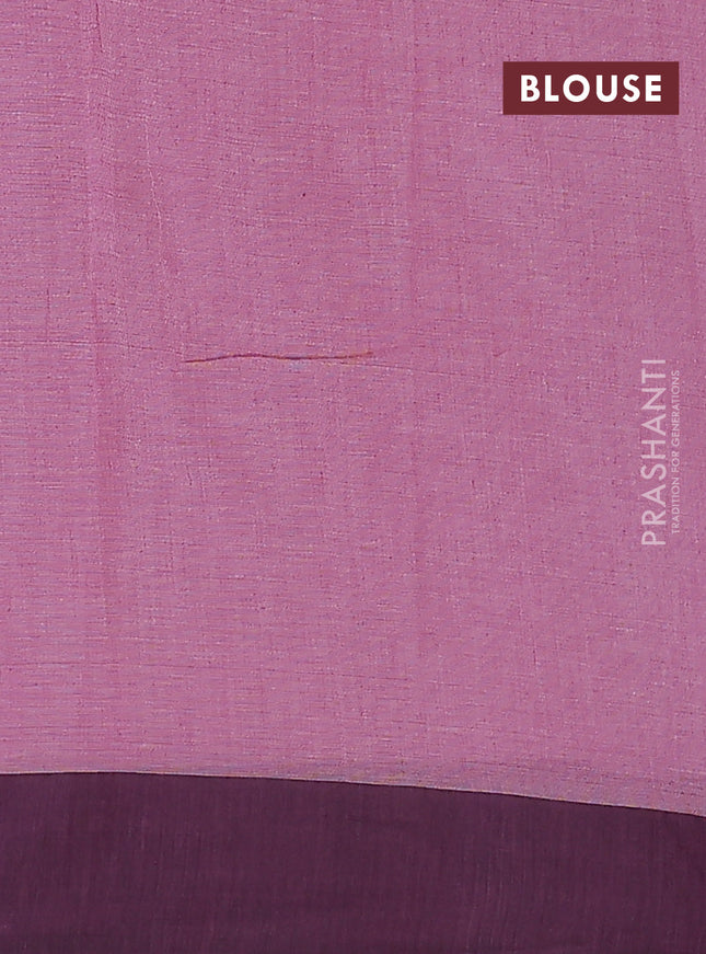Bengal soft cotton saree pastel pink and navy blue with allover weaves and simple border