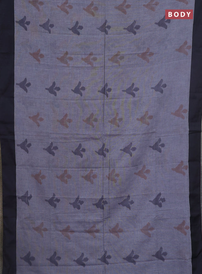 Bengal soft cotton saree violet and grey with allover weaves and simple border