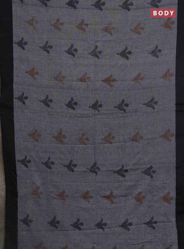 Bengal soft cotton saree maroon and black with allover weaves and simple border