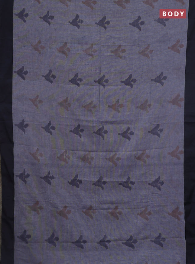 Bengal soft cotton saree violet and grey with allover weaves and simple border