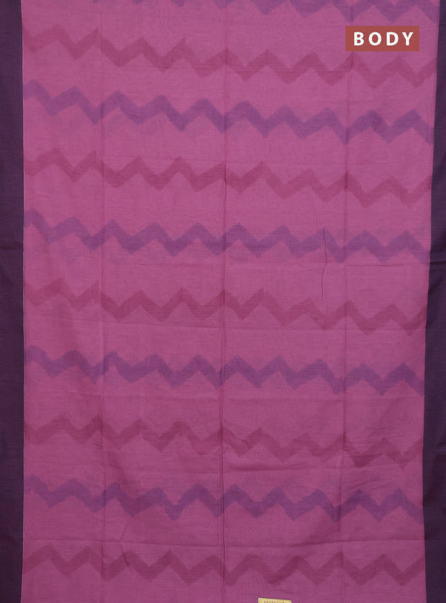 Bengal soft cotton saree pastel pink and navy blue with allover weaves and simple border