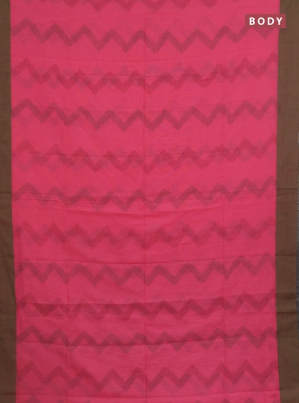 Bengal soft cotton saree mauve pink and green with allover weaves and simple border