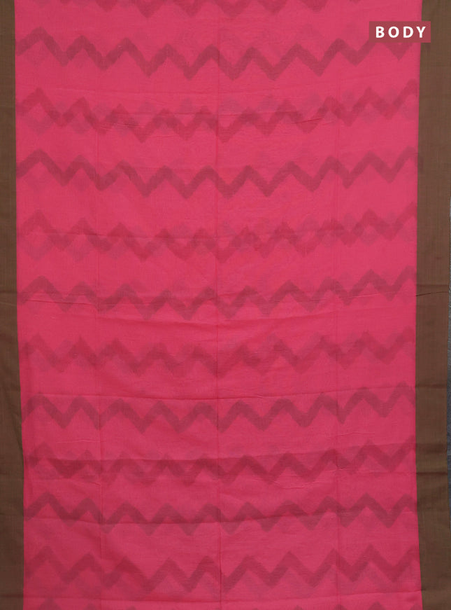 Bengal soft cotton saree mauve pink and green with allover weaves and simple border