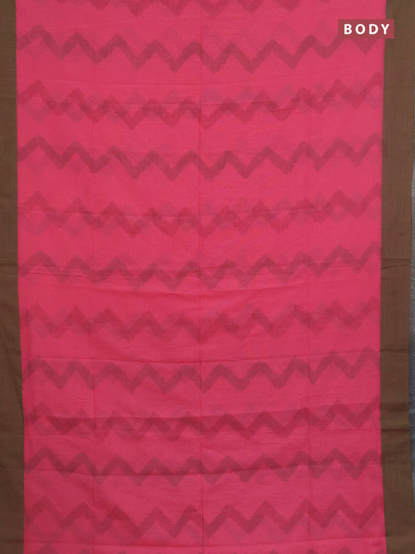 Bengal soft cotton saree mauve pink and green with allover weaves and simple border