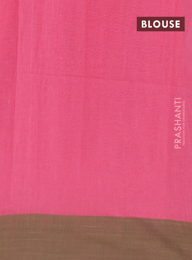 Bengal soft cotton saree mauve pink and green with allover weaves and simple border