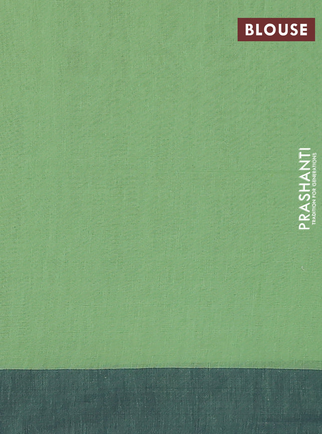 Bengal soft cotton saree pista green and navy blue with allover weaves and simple border