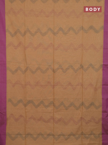 Bengal soft cotton saree violet and sandal with allover weaves and simple border