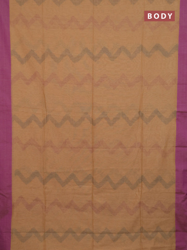 Bengal soft cotton saree violet and sandal with allover weaves and simple border
