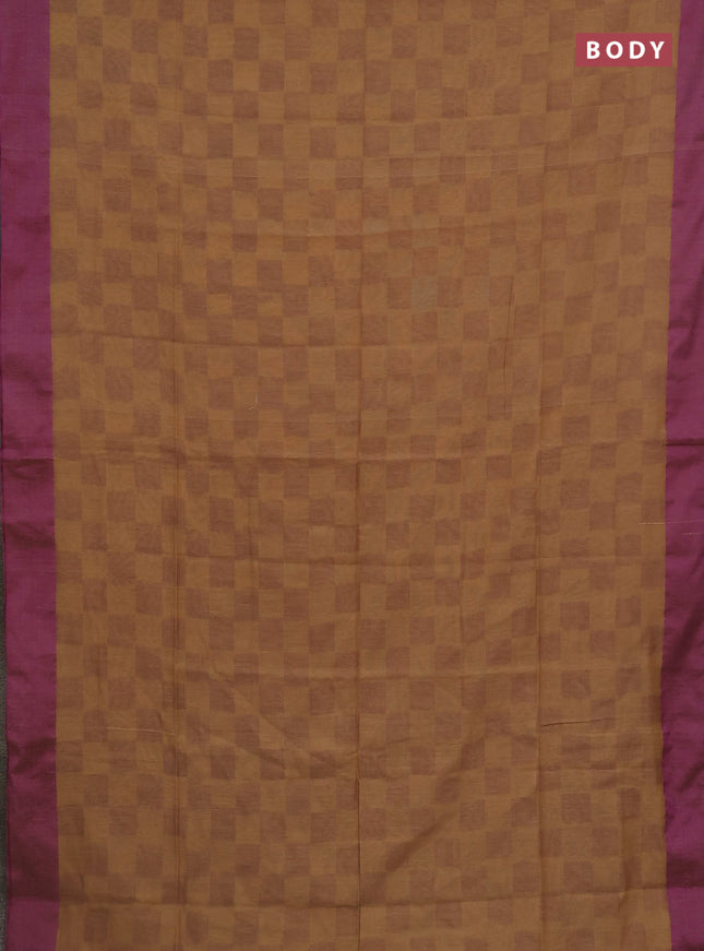 Bengal soft cotton saree violet and sandal with allover weaves and simple border