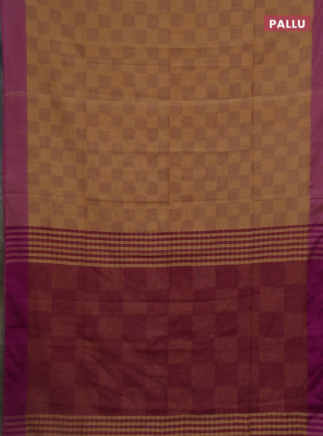 Bengal soft cotton saree violet and sandal with allover weaves and simple border