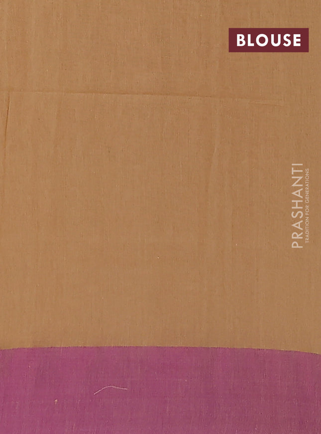 Bengal soft cotton saree violet and sandal with allover weaves and simple border