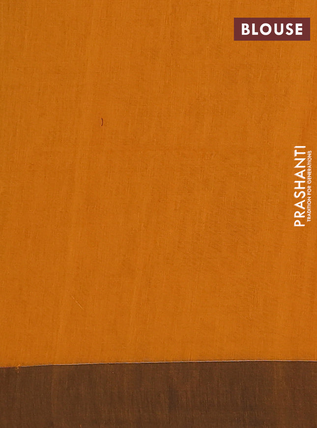 Bengal soft cotton saree dark mustard and black with allover weaves and simple border