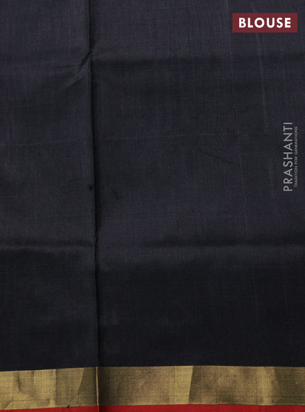 Uppada jamdhani silk saree black and red with allover floral jamdhani weaves and zari woven border