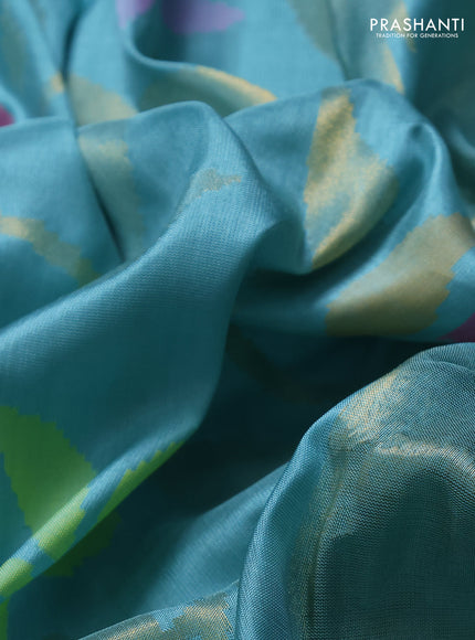 Uppada jamdhani silk saree teal blue shade and red with allover floral jamdhani weaves and zari woven border