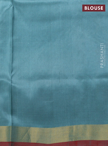 Uppada jamdhani silk saree pastel green and red with allover floral jamdhani weaves and zari woven border