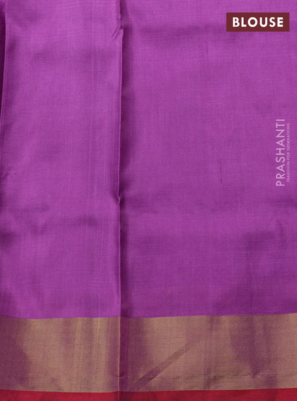 Uppada jamdhani silk saree purple shade and red with allover floral jamdhani weaves and zari woven border