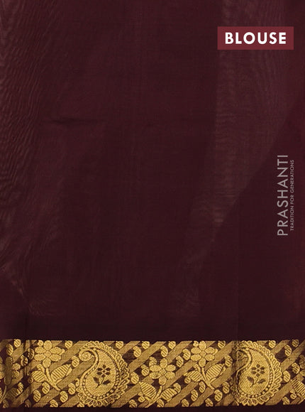 Silk cotton saree beige and deep maroon with plain body and zari woven korvai border