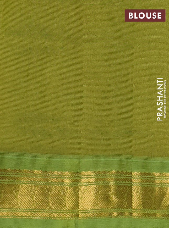 Silk cotton saree pastel maroon and light green with allover vairaosi pattern and zari woven korvai border