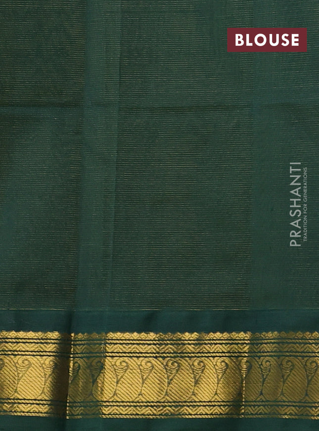 Silk cotton saree mehendi green and dark green with allover vairaosi pattern and zari woven korvai border