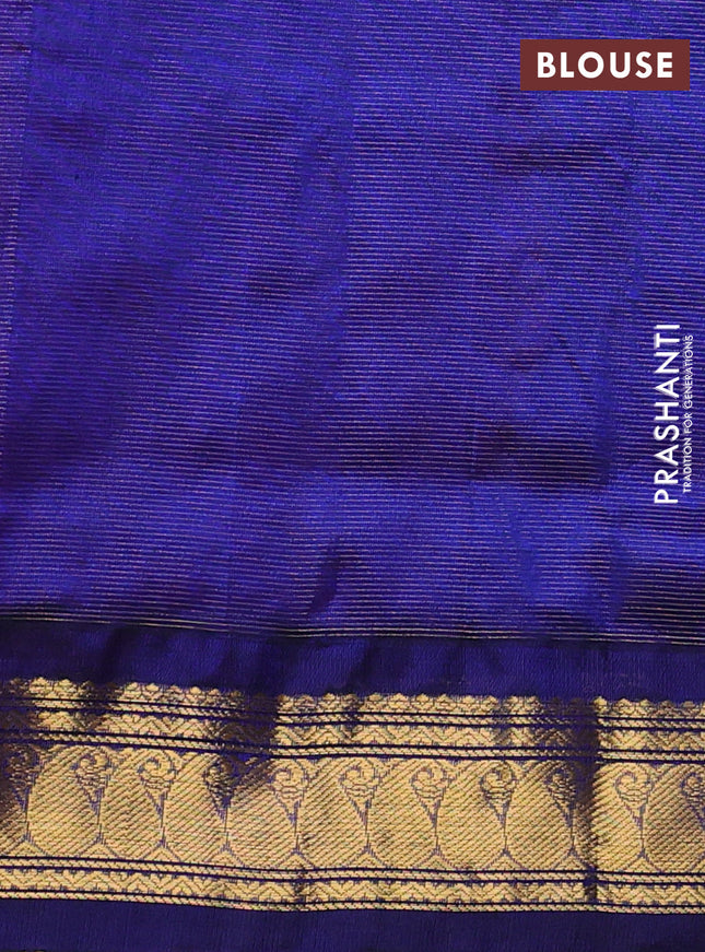 Silk cotton saree peach pink and blue with allover vairaosi pattern and zari woven korvai border