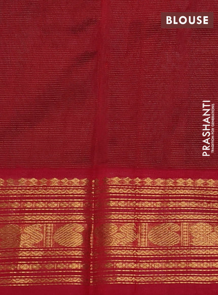 Silk cotton saree green and red with allover vairaosi pattern and zari woven korvai border
