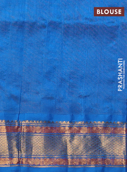 Silk cotton saree deep jamun shade and cs blue with allover vairaosi pattern and zari woven korvai border