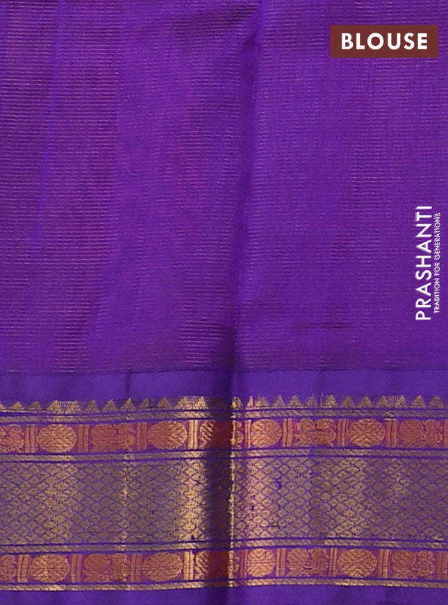 Silk cotton saree peach pink and blue with allover vairaosi pattern and zari woven korvai border