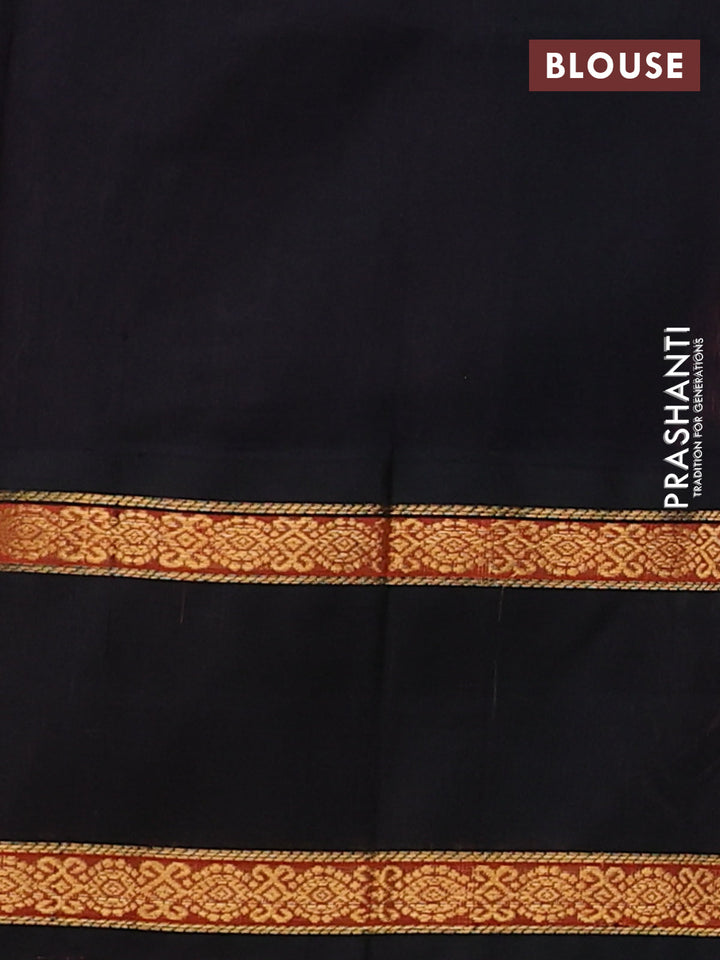 Silk cotton saree candy pink and black with allover self emboss & zari buttas and rettapet zari woven korvai border