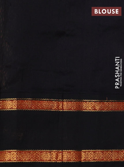 Silk cotton saree light pink and black with allover self emboss & zari buttas and rettapet zari woven korvai border