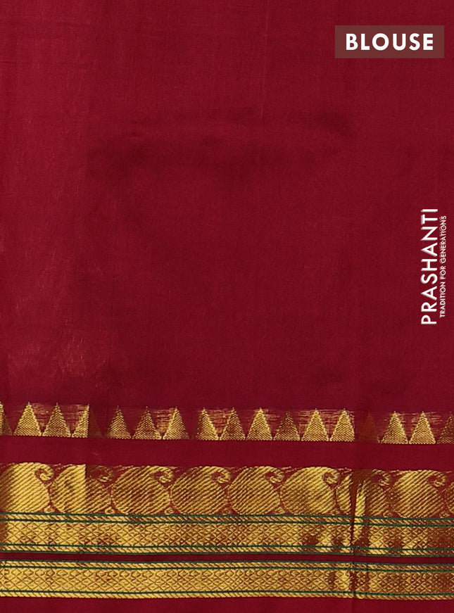 Silk cotton saree dual shade of orange and maroon with allover checked pattern and temple rettapet zari woven kovai border