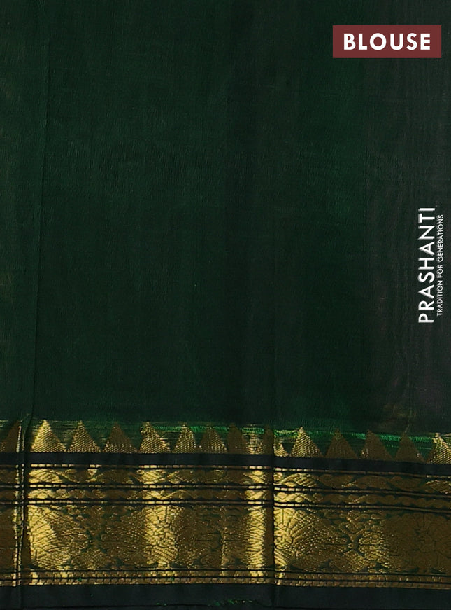 Silk cotton saree light pink and green with allover zari checked pattern and zari woven korvai border