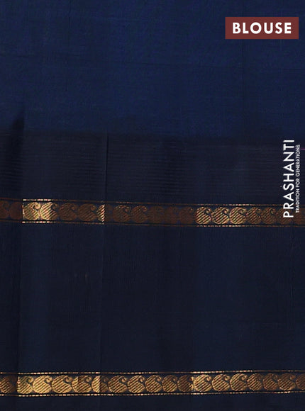 Silk cotton saree light pink and peacock green with allover checked pattern and temple design rettapet zari korvai border