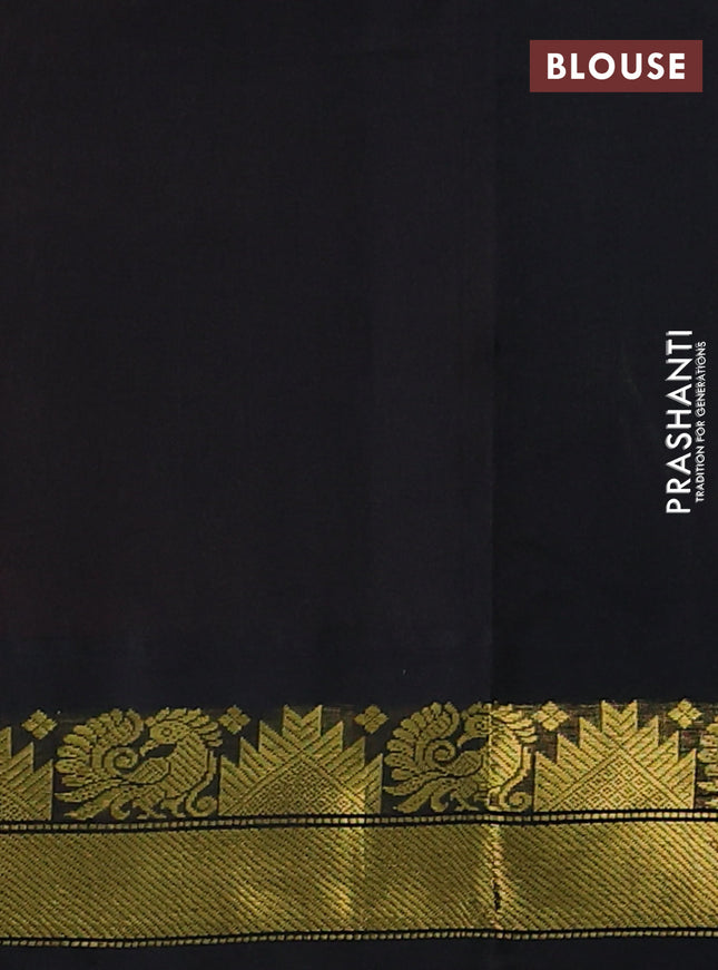 Silk cotton saree peach pink and black with allover zari checked pattern and zari woven korvai border