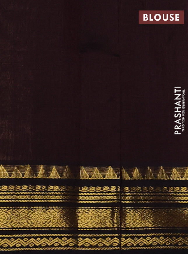 Silk cotton saree light pink and deep coffee brown with allover zari checked pattern and zari woven korvai border