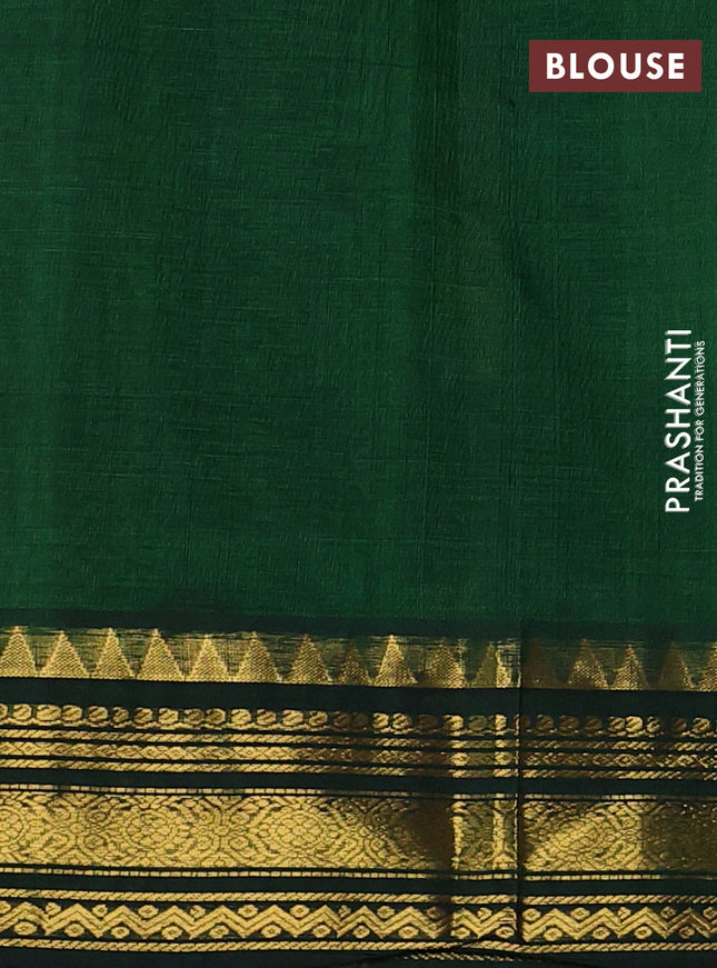 Silk cotton saree pastel peach and green with allover zari checked pattern and zari woven korvai border