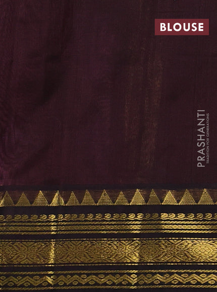 Silk cotton saree light pink and deep coffee brown with allover zari checked pattern and zari woven korvai border