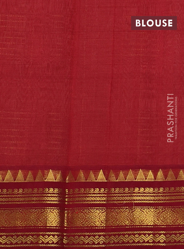 Silk cotton saree sandal and maroon with allover zari checked pattern and zari woven korvai border