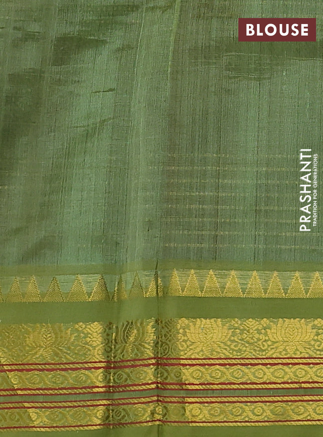Silk cotton saree maroon and pista green with allover zari woven checked pattern and zari woven korvai border
