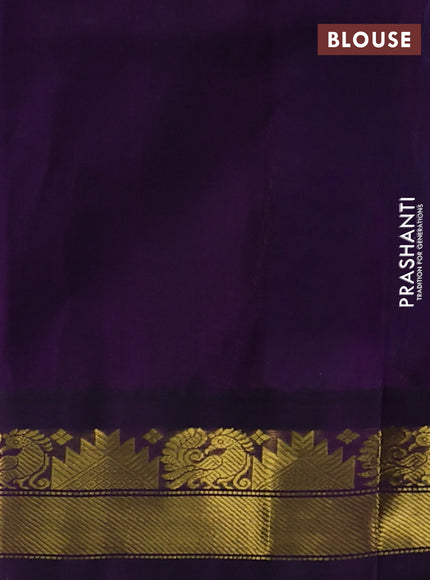 Silk cotton saree cs blue and violet with allover zari woven checked pattern and zari woven korvai border