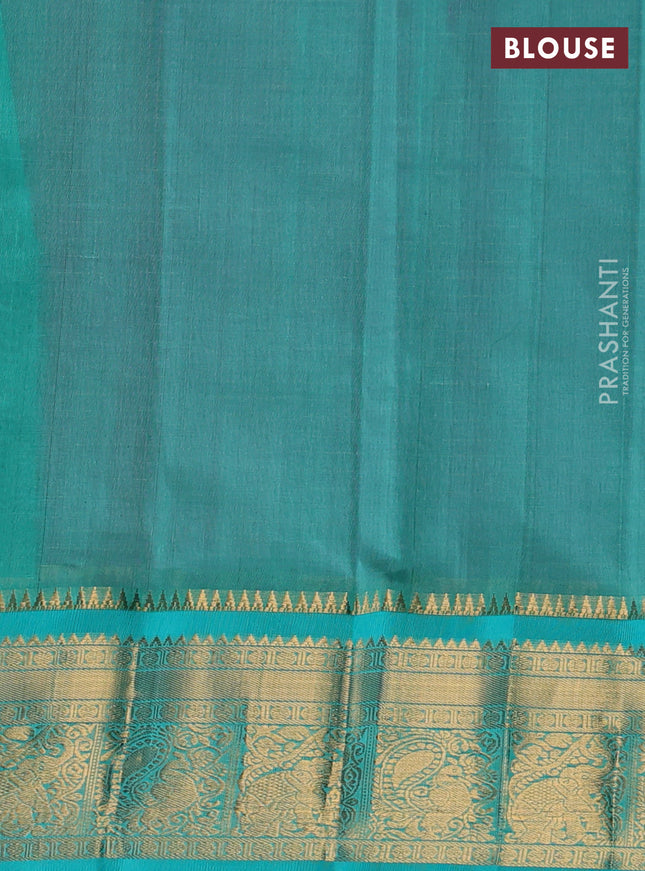 Kuppadam silk cotton saree light pink and teal green with allover laksha deepam weaves and zari woven border