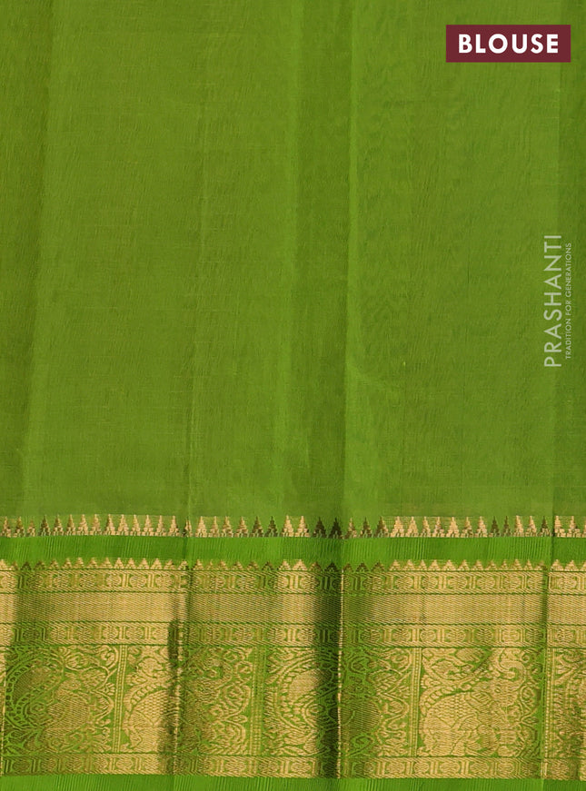 Kuppadam silk cotton saree yellow and light green with allover zari checks & lakshadeepam weaves and zari woven border