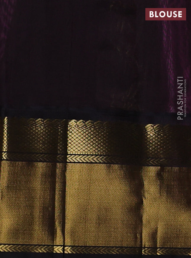 Kuppadam silk cotton saree candy pink and coffee brown with plain body and zari woven border